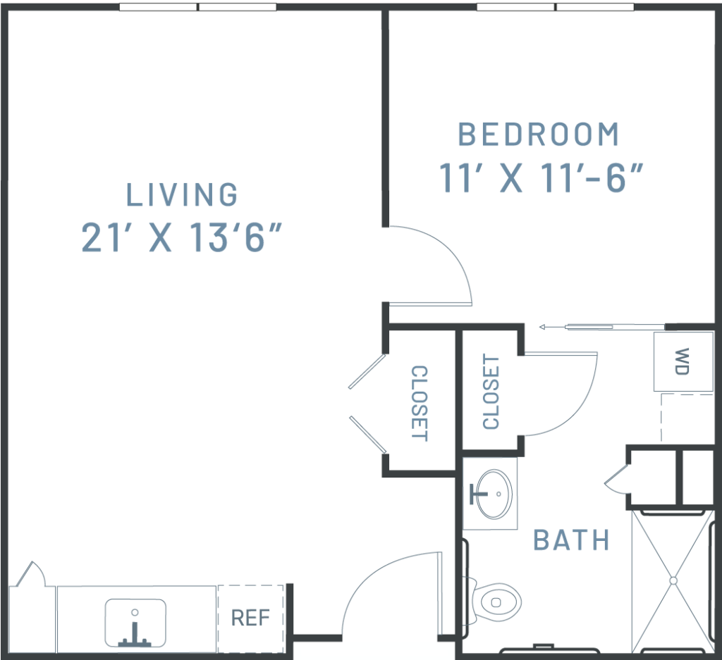 Sancerre Atlee Station, assisted living, 1 bedroom floor plan - 615