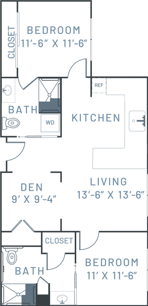Sancerre Atlee Station, assisted living, 2 bed, 2 bath floor plan - 1063