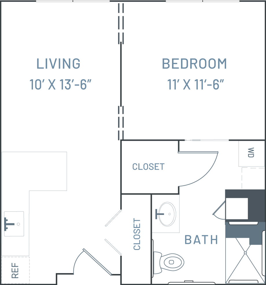Sancerre Atlee Station, assisted living, 1 bedroom floor plan - 525